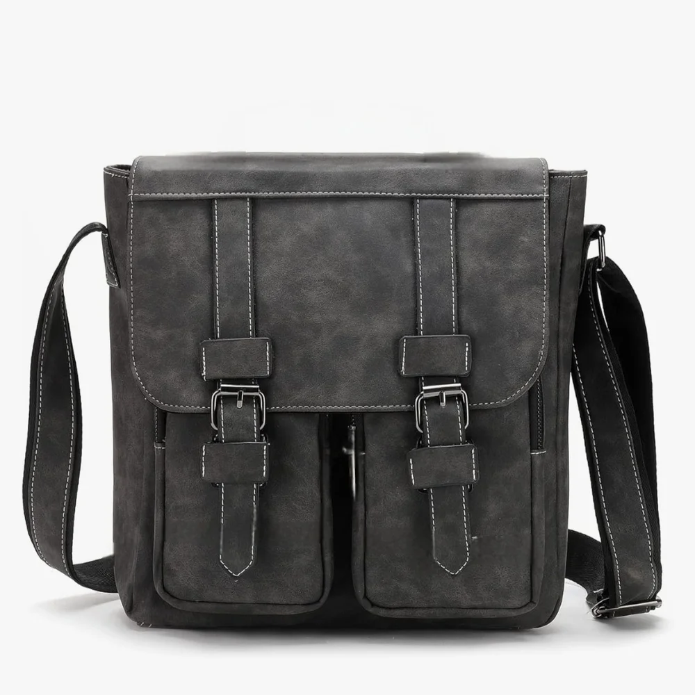 Black Messenger Bag with Adjustable Strap and Vintage Aesthetic Excellent Condtn